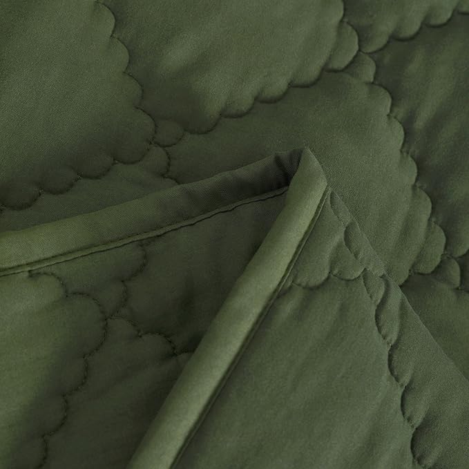 NTBAY Down Alternative Toddler Comforter, Lightweight and Warm Solid Color Baby Crib Quilted Blanket, 39x47 inches, Olive Green
