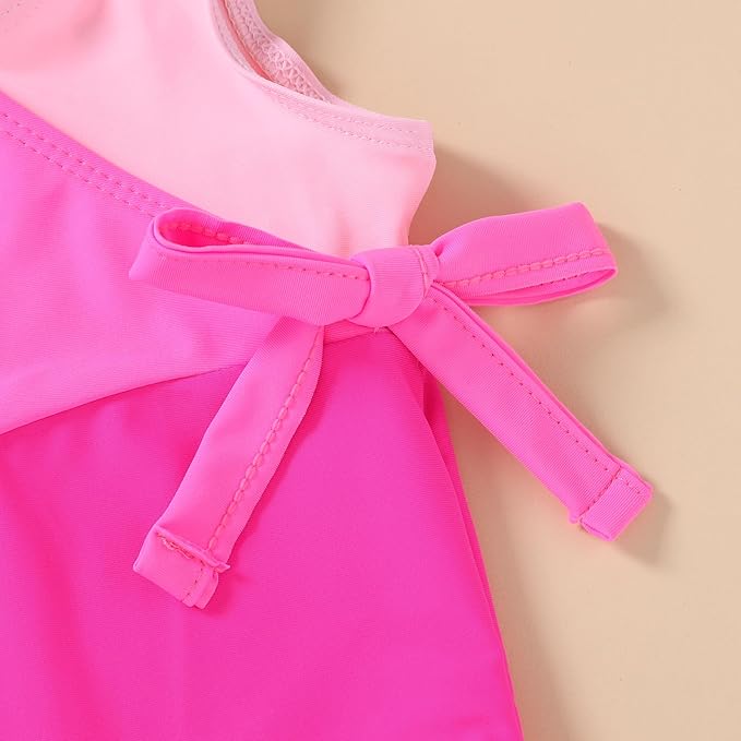 Happy Town Toddler Swimsuit Girl One Piece Bathing Suit Color Block Swimwear Baby Summer Beach Wear