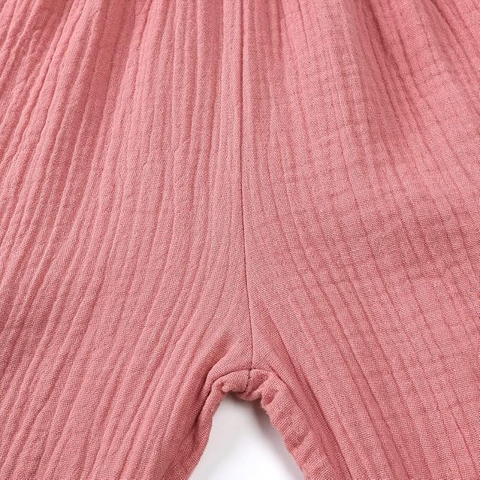 MYGBCPJS Baby Boys Girls Cotton Linen Trousers Kids Casual Ankle Pants Loose Long Bloomers