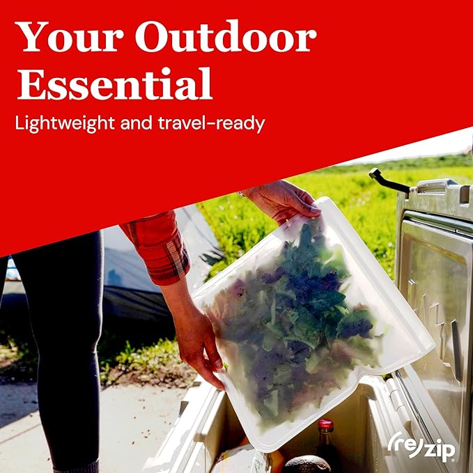 (re) zip Gallon Reusable Storage Bags, BPA-Free, Leakproof, Food-Grade 100% Food-Safe PEVA, for Food Storage and Freezer Use, Holds 16 cups | 128 fl oz, 4-Pack (Clear)