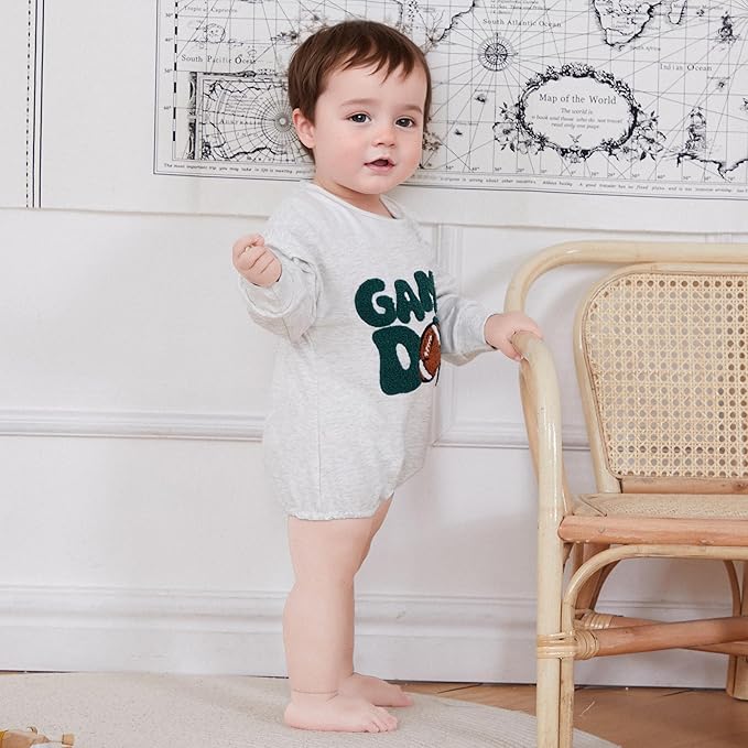 VISGOGO Newborn Infant Baby Boy Girls Oversized Romper Little Dude Sweater Onesie Coming Home Outfit Neutral Clothes