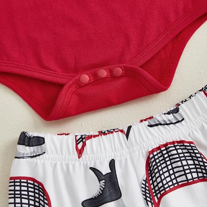 Baby Boy Hockey Outfit New Player in Town Long Sleeve Romper Long Pants Hat Set 3Pcs Newborn Fall Winter Clothes
