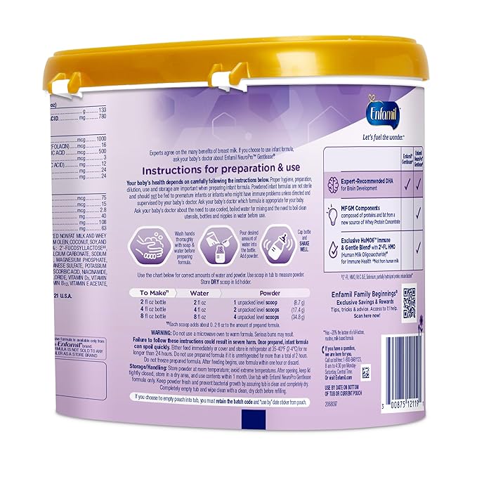 Enfamil NeuroPro Gentlease for easing Fussiness, Crying, Gas, Spit-up in 24 Hrs, Smaller Proteins for Easy Digestion, Brain Supporting DHA, HuMO6* Immune Blend, Baby Formula, 19.5 Oz