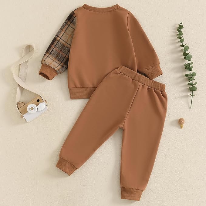 Toddler Baby Boy Fall Outfits Long Sleeve Crew Neck Pullover Sweatshirt + Jogger Pants Set Infant Winter Clothes