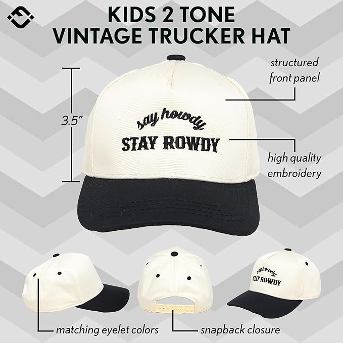 Funky Junque Premium Kids Trucker Hat Vintage Snapback Baseball Cap - Toddler Designs, Infant Sizes