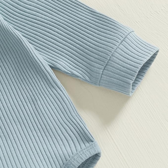 Newborn Baby Boy Girl Clothes Ribbed Knitted Long Sleeve Romper Pants Solid Cotton Infant Fall Winter Outfits 2Pcs