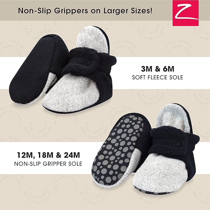Zutano Unisex Fleece Baby Booties, Two Snap Closure, Newborn to 24 Months