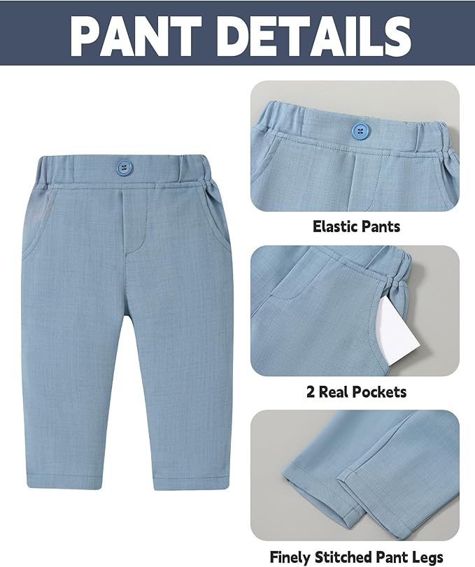 Coco&RARA Baby Boy Clothes Suits Infant Gentleman Outfits, Formal Dress Shirt+Vest+Corsage+tie+Pants Baby Suit Set 0-18M