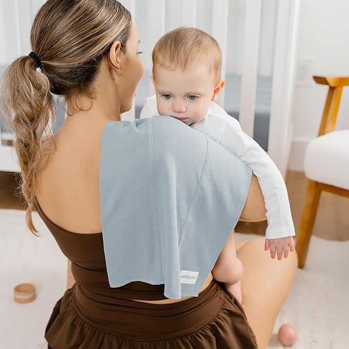 Comfy Cubs Baby Burp Cloths Set (Pack of 6) - Large, 6-Layer, Ultra Absorbent 100% Cotton for Infant Spit-Up, Drool, and Messes - Soft, Gentle, Thoughtful New Born Baby Gifts, Pacific Blue