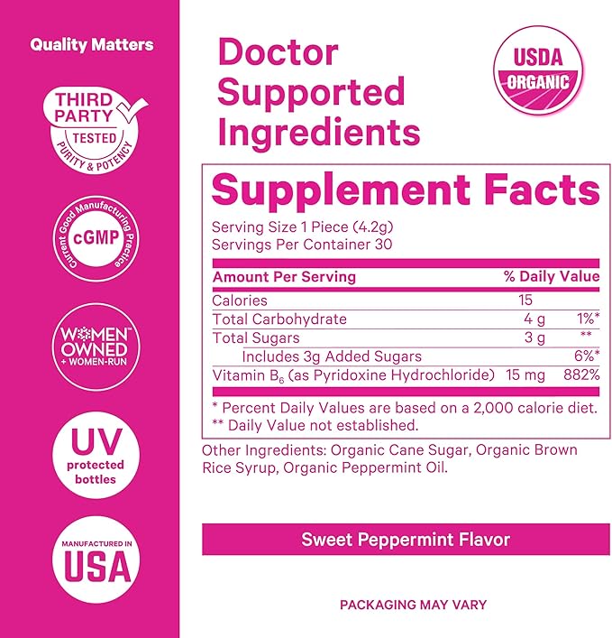 Pink Stork Organic Sweets Bundle for Morning Sickness and Motion Sickness Support, Added Vitamin B6, 1st Trimester Pregnancy Must Haves - 60 Wrapped Candies