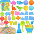Beach Toys, Collapsible Sand Toys for Toddlers, Sand Bucket and Shovels Set with Mesh Bag Cute Sand Molds, Travel Sand Toys for Beach, Sandbox Toys for Toddlers Kids Baby Boys Girls Age 3-10