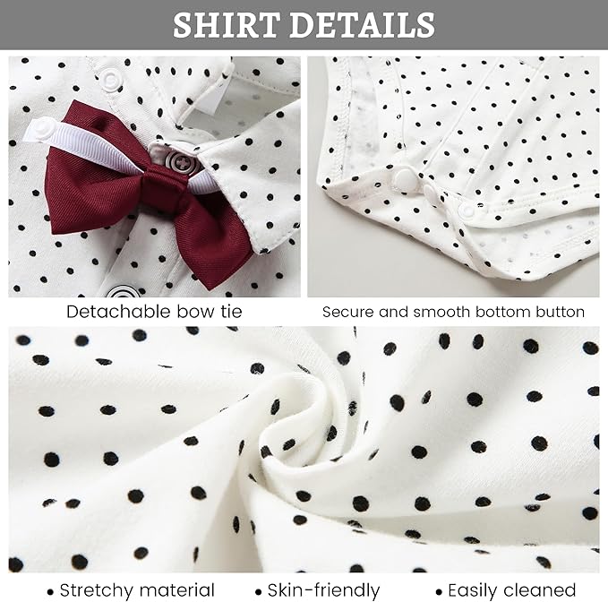 SANMIO Baby Boy Clothes Suits Infant Gentleman Outfit Collared Dress Shirt+Vest+Tie+Corsage+Pants 5Pcs Baby Suit Sets
