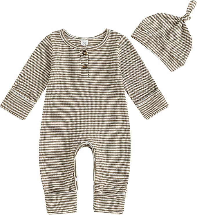 Kuriozud Newborn Infant Unisex Baby Boy Girl Clothes Button Romper Jumpsuit Basic One Piece Outfits