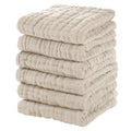 Muslin Baby Washcloths 6 Pack, 100% Cotton Wash Cloths for Babies, Large 12''X12'' Burp Cloths Absorbent and Soft for Newborn Infants Kids Boys Girls - Apricot