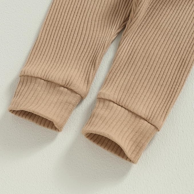 Newborn Baby Boy Girl Clothes Ribbed Knitted Long Sleeve Romper Pants Solid Cotton Infant Fall Winter Outfits 2Pcs