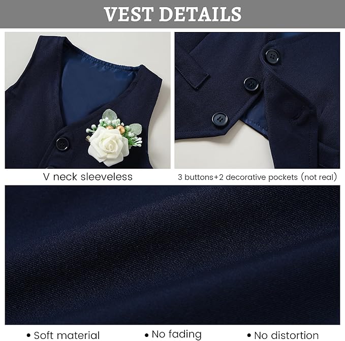 SANMIO Baby Boy Clothes Suits Infant Gentleman Outfit Collared Dress Shirt+Vest+Tie+Corsage+Pants 5Pcs Baby Suit Sets