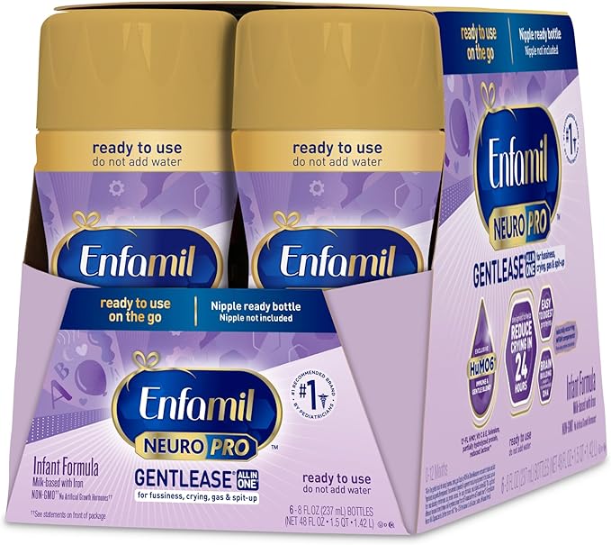 Enfamil NeuroPro Gentlease Ready-to-Feed with Smaller Proteins for Easy Digestion, Brain Supporting DHA,Baby Formula for easing Fussiness, Crying, Gas, Spit-up in 24hrs, 8 Fl Oz, 24 Bottles