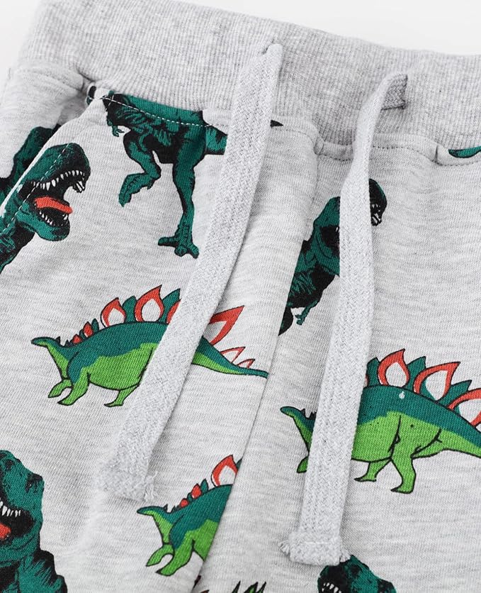 LOKTARC 2 Pack Boys Drawstring Sweatpants Cute Pattern Cotton Sport Jogger Pants