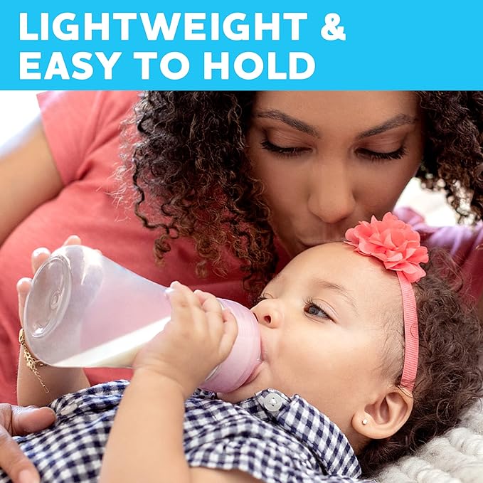 Chicco Duo Newborn Hybrid Baby Bottle Starter Gift Set with Invinci-Glass Inside and Plastic Outside | Dishwasher, Bottle Warmer, and Electric Sterilizer Safe | Intui-Latch Nipple | Clear/Grey