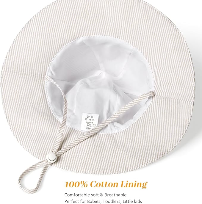 Baby Girl Sun Hat Summer Foldable Beach Hats with UPF50+ Sun Protection Wide Brim Toddler Bucket Hat Cap