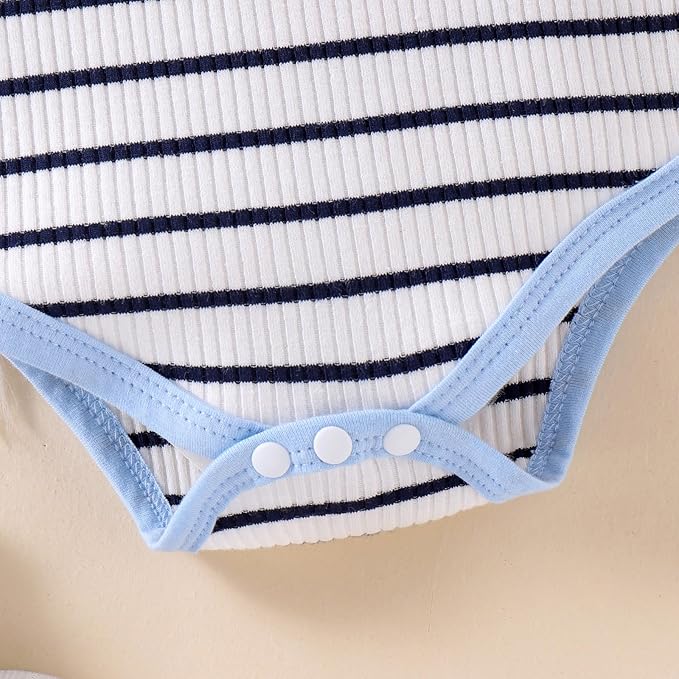 Baby Boy Clothes Fall Winter Outfits Long Sleeve Striped Romper Cute Cartoon Jeans Overalls Pants Set 0-18 Months