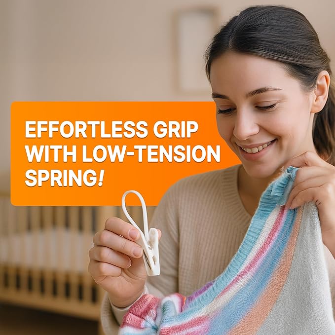 HASHI Baby Clothes & Pants Clips 36 Pack, Non-Slip Hanger Clips with Strong Grip, Space-Saving Organizer for Baby & Toddler Laundry, Closet, Socks, Stroller, Travel & Drying Rack