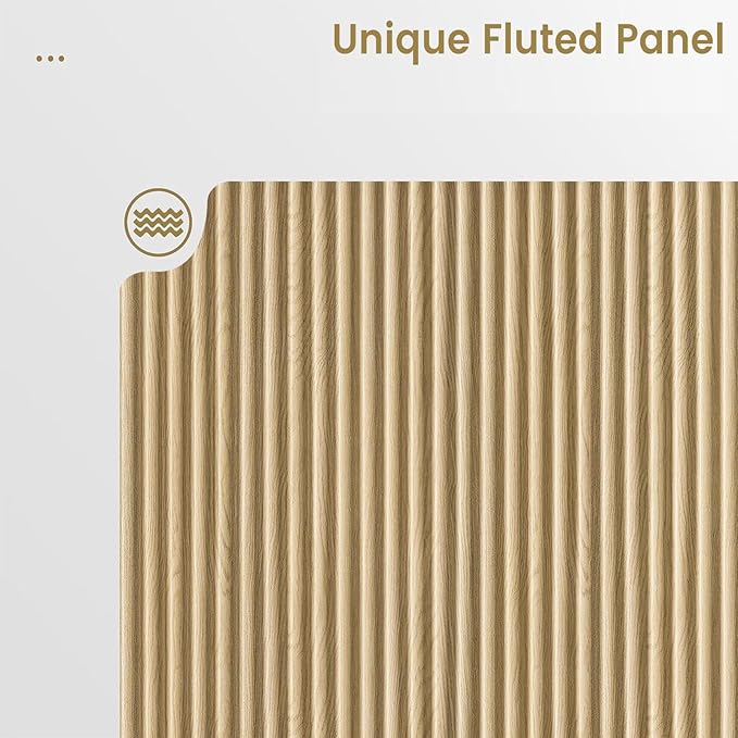 48" Wide Fluted Dresser with 8 Drawers, Modern Chest of Drawers with Deep Drawers, Handleless, Curved Profile, Wooden Storage Organizer for Bedroom, Living Room, Hallway, Natural