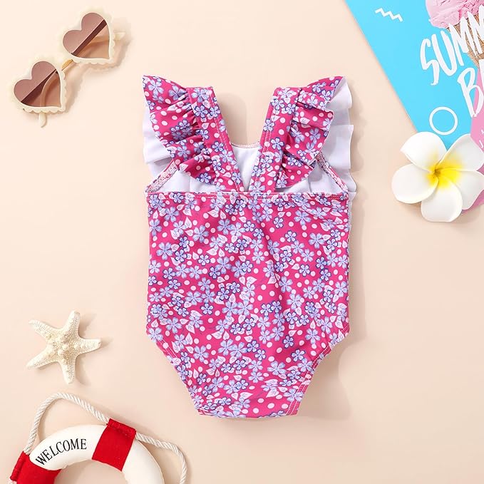 Happy Town One-Piece Infant Toddler Baby Girl Summer Swimsuit Watermelon Leopard Ruffle Swimwear Bikini Bathing Suit
