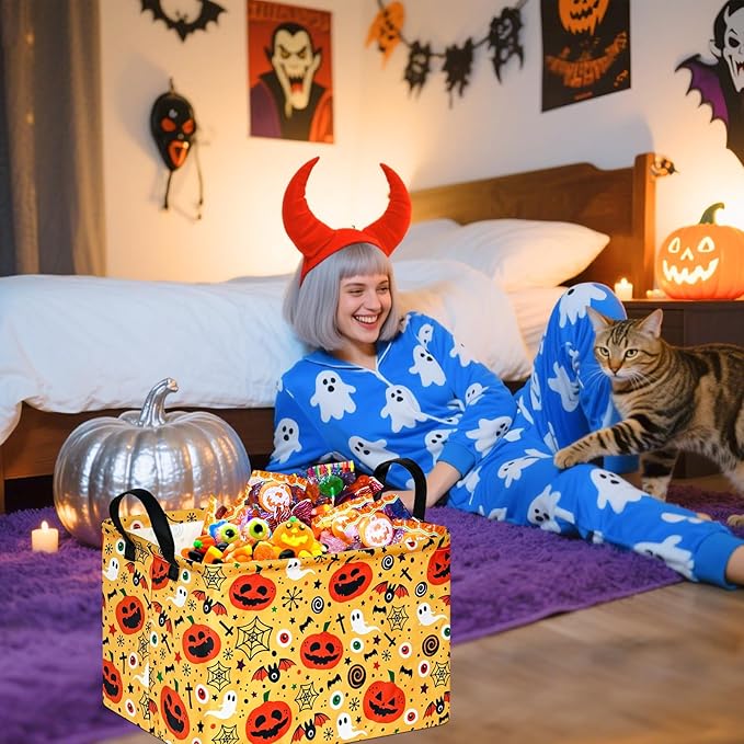 Ghost Happy Halloween Kids Gift Shelf Storage Basket Organizer Box Clothes Laundry Hamper Toys Nursery Basket Baby Laundry Basket with Handles