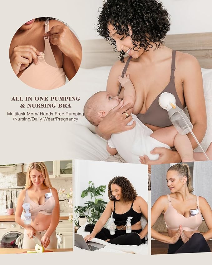 As Fairy Wireless Seamless Pumping Bra Hands Free Nursing Bra Wirefree Comfort Wearable Breast Pump Brass