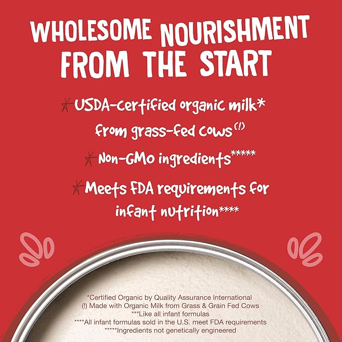 Earth's Best Organic Baby Formula for Babies 0-12 Months, Powdered Dairy Infant Formula with Iron, Omega-3 DHA, and Omega-6 ARA, 32 oz Formula Container