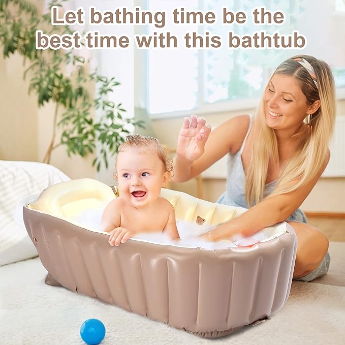 MINK Inflatable Bathtub for Toddlers - Portable Baby Tub with Built-in Air Pump - Collapsible Design for Easy Storage - Perfect for Newborns to Infants