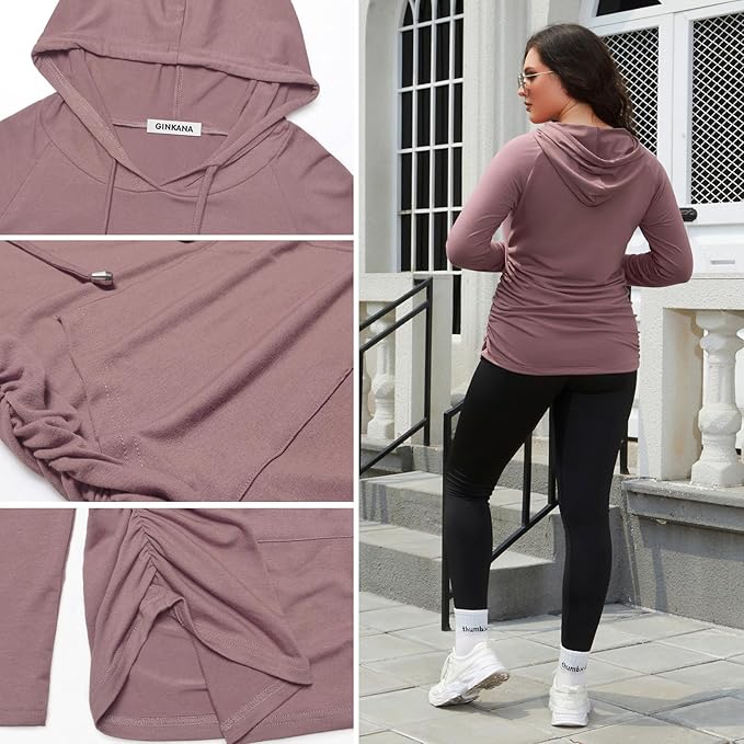 GINKANA Maternity Hoodie Long Sleeves Shirts Casual Maternity Top Pregnancy Sweatshirt Casual Clothes