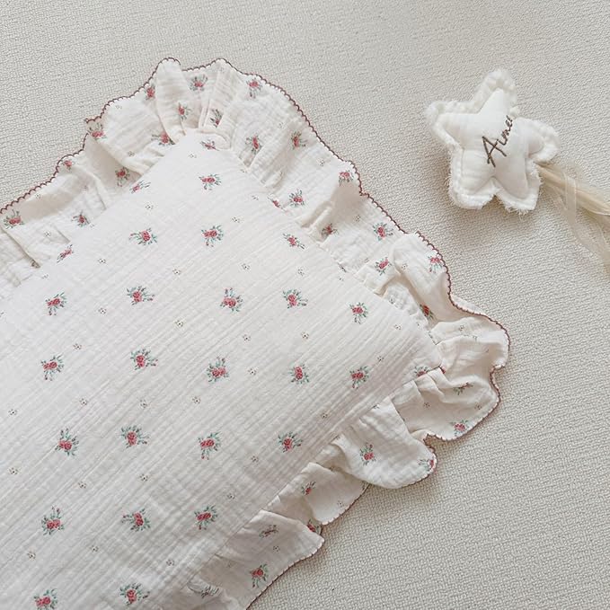 BuLuTu Toddler Pillowcase Cotton Muslin Kids Pillow Cases Enveloped Soft Breathable Children Teens Pillow Cover for Sleeping Traveling, Standard Size Pillow Protector, Berry Pattern, 20"x26",1 Piece