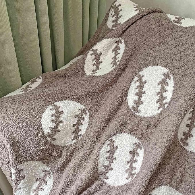 Cozy Baseball Pattern Blanket Perfect Lightweight Bedding for Adults, Soft, Warm, and Plush Soccer Sports Blanket Great for Bed Sofa (Baseball-Brown, 50"x60")