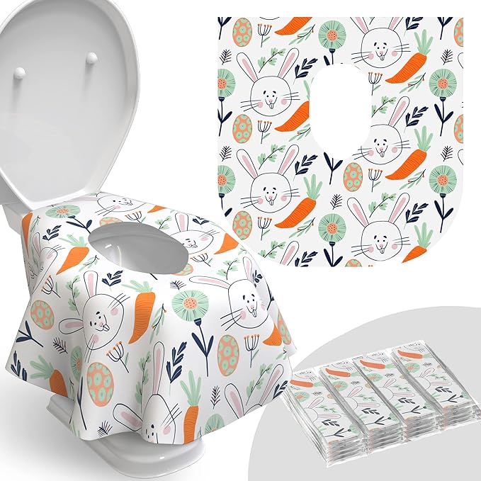 Disposable Toilet Seat Cover for Travel – 20 Pack with Covers Wrapped in Sets of 2, Non-Flushable Liners, Fits Most Seats – Kids, Toddlers, Adults