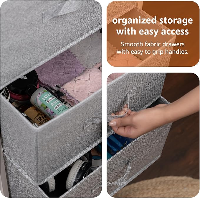 Amazon Basics Fabric 4-Drawer Storage Organizer Unit for Closet, White