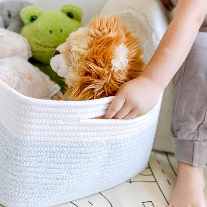 NaturalCozy Storage Baskets 16.8”x13”x7.6” Cotton Rope Woven Baskets for Organizing 3-Pack | Toy Storage Bins | Basket for Shelves, Laundry, Blanket, Clothes, Closet, Kitchen, Bathroom, Gifts