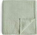 mushie Muslin Baby Swaddle Blanket | 100% Organic Cotton (Sage)