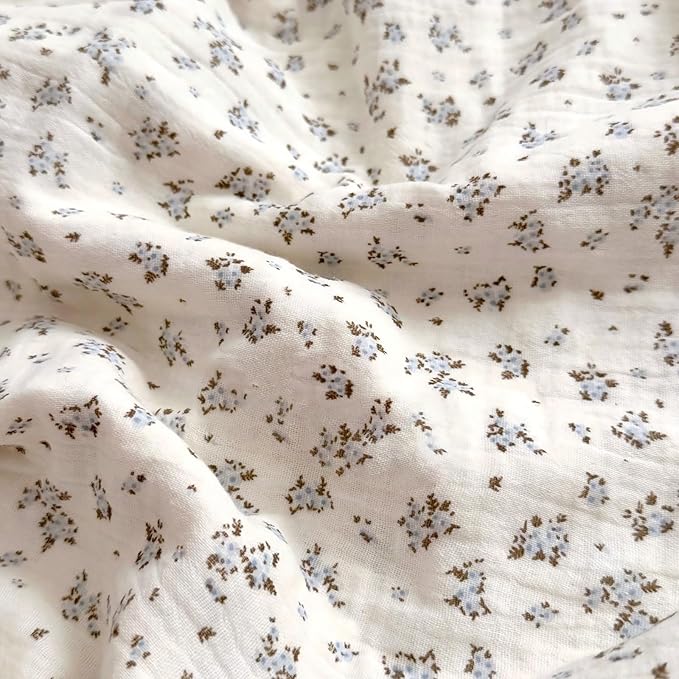 BuLuTu Gauze Muslin Pillow Cases for Toddler Girls Boys Soft Breathable Pillowcase Crib Size, 14"x20", 1 pc, Blue Floral Small Pillow Cover for Travel/Daycare/Nursery Decor, Enveloped Closure