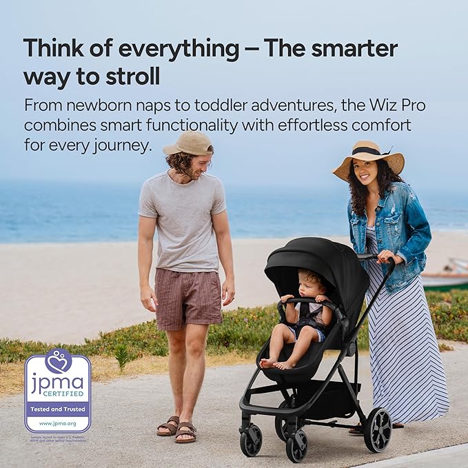 Mompush Wiz Pro 4-in-1 Baby Stroller with Newborn Mode, Full-Size All-Terrain Premium Stroller from Newborn to Toddler, Snack Tray Included for Easy Feeding & Outing, Lay-Flat in Seconds