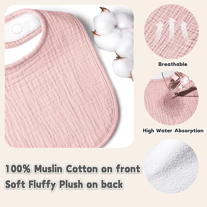 Susurration Muslin Baby Drool Bibs 6Pack Soft Square Adjustable Baby Bandana Bibs for Unisex Girls & Boys