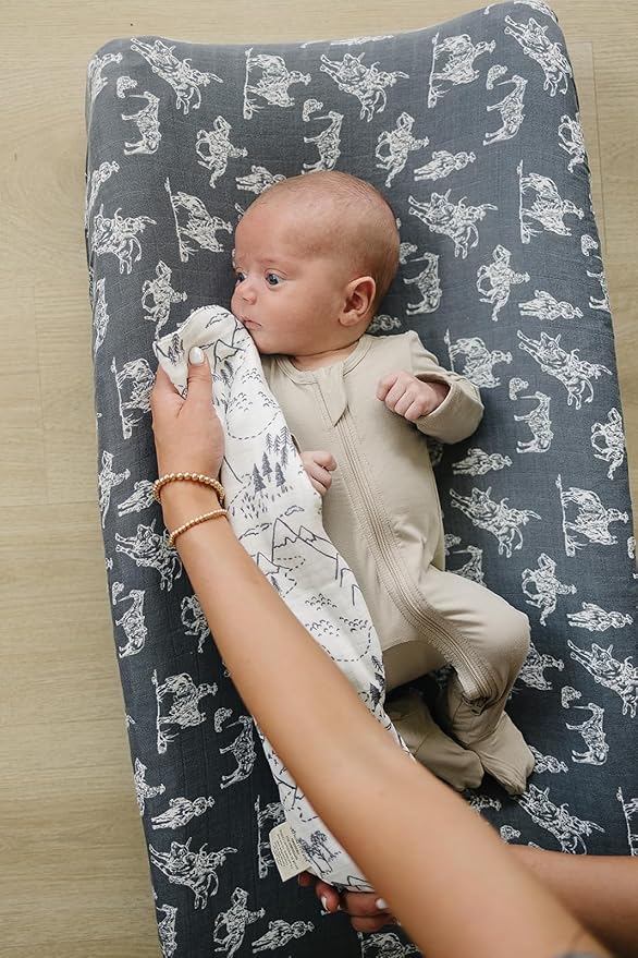 Mebie Baby Burp Cloths, Western, Muslin Burp Cloth Set for Spit Up, Drool, and More, Boho Burp Cloths for Baby Boy and Girl, Baby Must Haves for Registry Lists and Gifts for Newborns