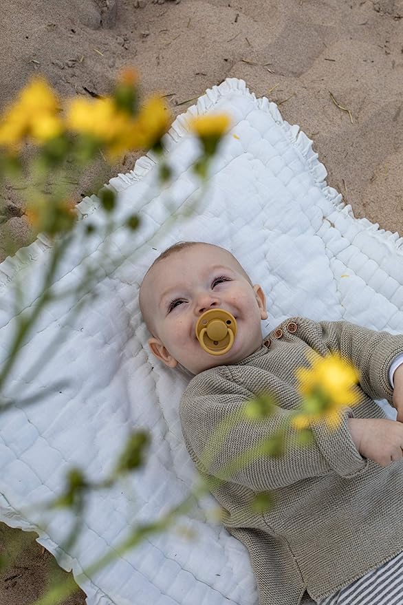 BIBS Pacifiers - De Lux Collection | BPA-Free Baby Pacifier | Made in Denmark | Set of 2 Vanilla/Dark Oak Color Premium Soothers | Size One Size