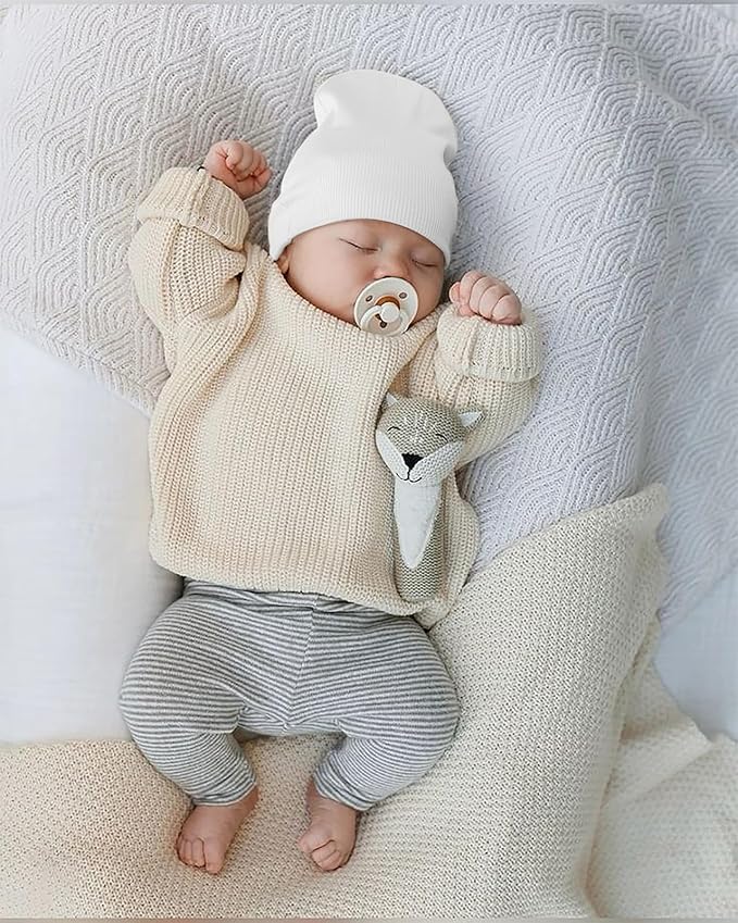 DRESHOW BQUBO 6 Pack Baby Newborn Hats Set for Unisex Infant Newborn Toddler Soft Beanie Hat for Boys Girls 0-24 Months