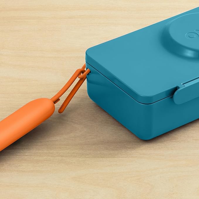 Omie OmieBox Travel Utensil Set | Fork and Spoon with Case for Easy Travel | Stainless Steel Fork and Spoon (Orange)