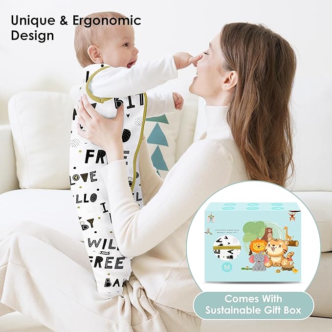 Cute Castle Baby Sleep Sack 6-12 Months - Lightweight 100% Cotton 2-Way Zipper TOG 0.5 Infant Wearable Blanket, Newborn Essentials Toddler Sleep Clothes, 3 Pack(Honey, Dinosaurs, Letters)