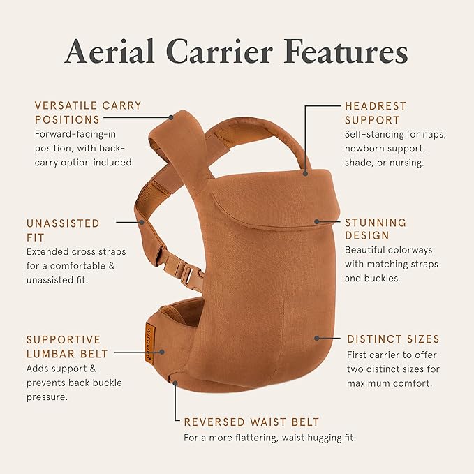 WildBird - Aerial Carrier - 7 to 45 lbs - for Moms, Dads & Caregivers - 100% Natural European Linen Fibers - Versatile & Adjustable - Small Size - Willow Fabric