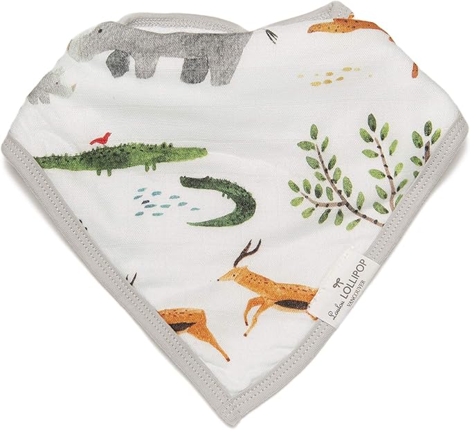 Loulou Lollipop Muslin Bandana Bib Drool Bib Set for Baby Girl and Boy, Adjustable 3 to 36 Months, 2 Pack