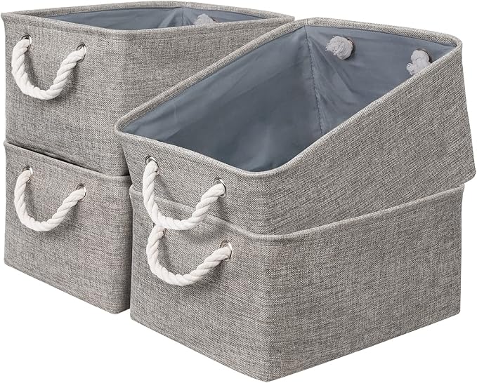 Storage Basket Fabric Sturdy Canvas Storage Bins Organizer with Handles for Clothes and Storage Foldable Storage Boxes Cubes